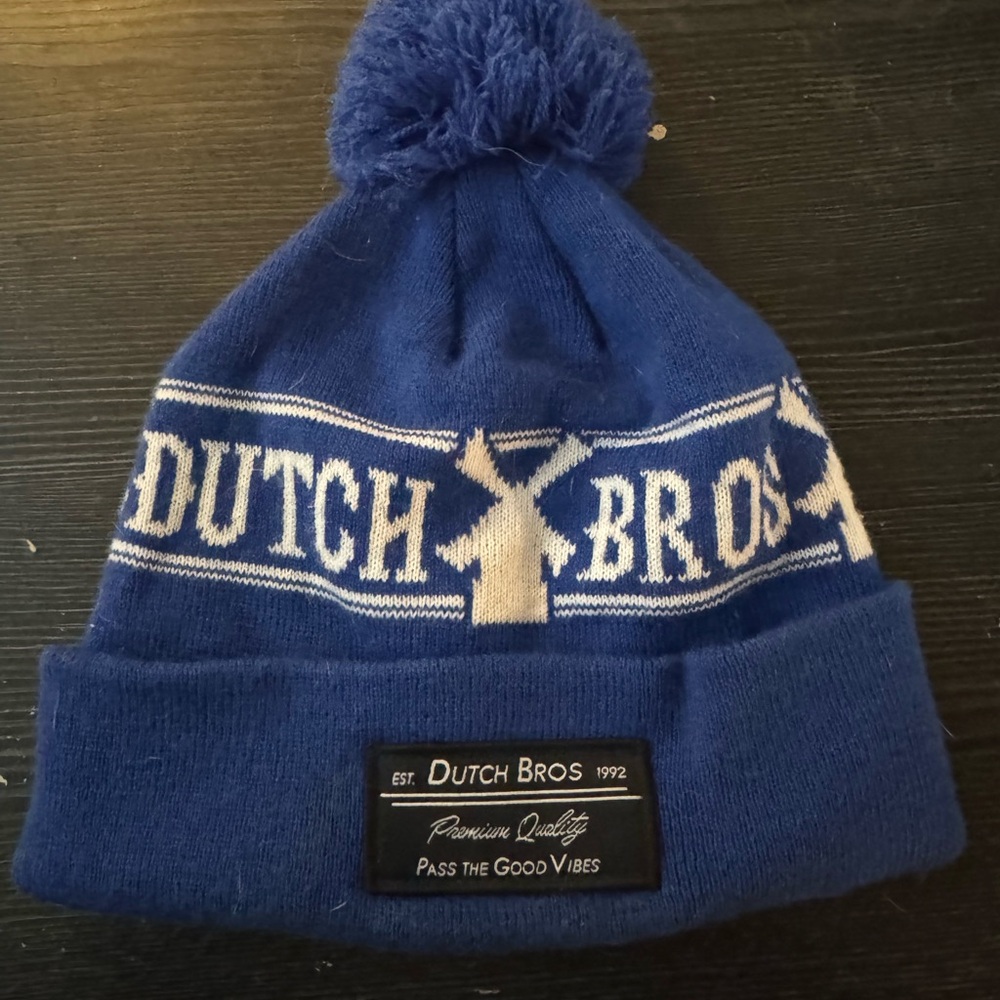 Unisex Dutch Bros Royal Blue Beanie with Pom-Pom